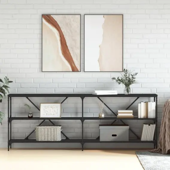 Zniżka Stolik konsolowy, czarny, 200x30x75 cm, materiał drewnopochodny Lumarko! Lumarko! - Hurtownia wielobranżowa Lumarko